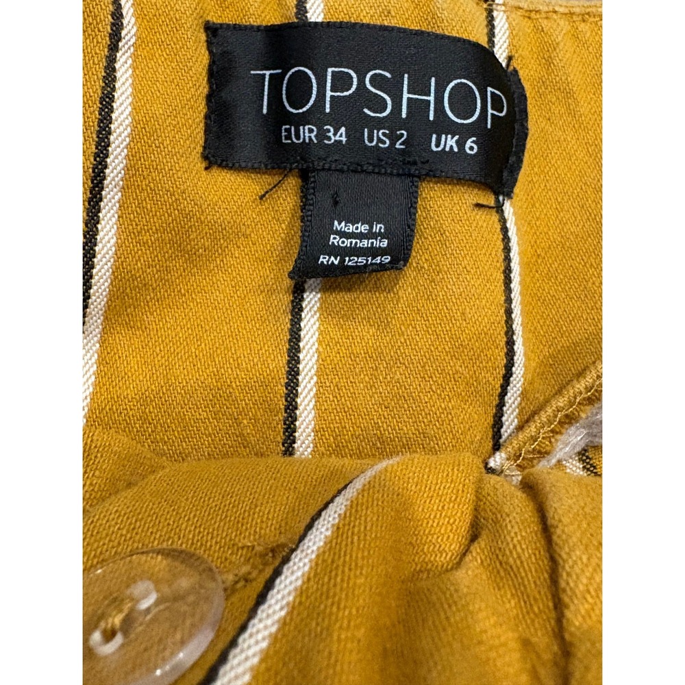 Topshop Pants Womens Size 2 Striped Paperbag Waist Tie‎ High Rise Straight Leg - Picture 3 of 9
